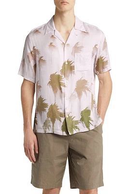 AllSaints Islands Short Sleeve Button-Up Camp Shirt Pastel Pink at Nordstrom,