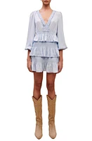 maje Roulitana Ruffle Smocked Dress Blue at Nordstrom,