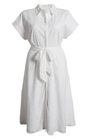 caslon(r) Tie Waist Eyelet Shirtdress White at Nordstrom,