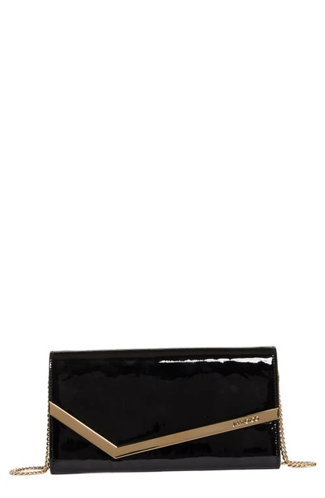 Jimmy Choo Emmie Leather Clutch in Black/Light Gold at Nordstrom