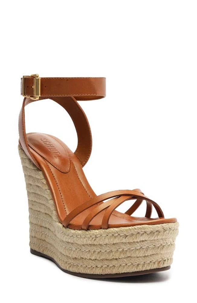 Schutz Alexandra Espadrille Platform Wedge Sandal Miele at Nordstrom,