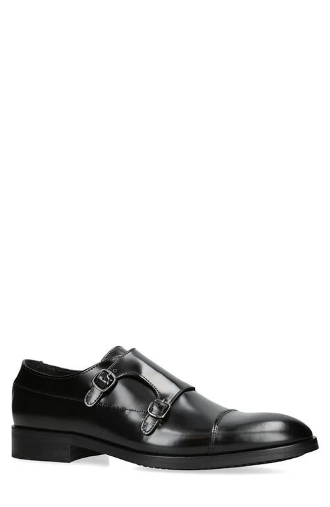 Kurt Geiger London Hunter Cap Toe Double Monk Strap Shoe Black at Nordstrom,