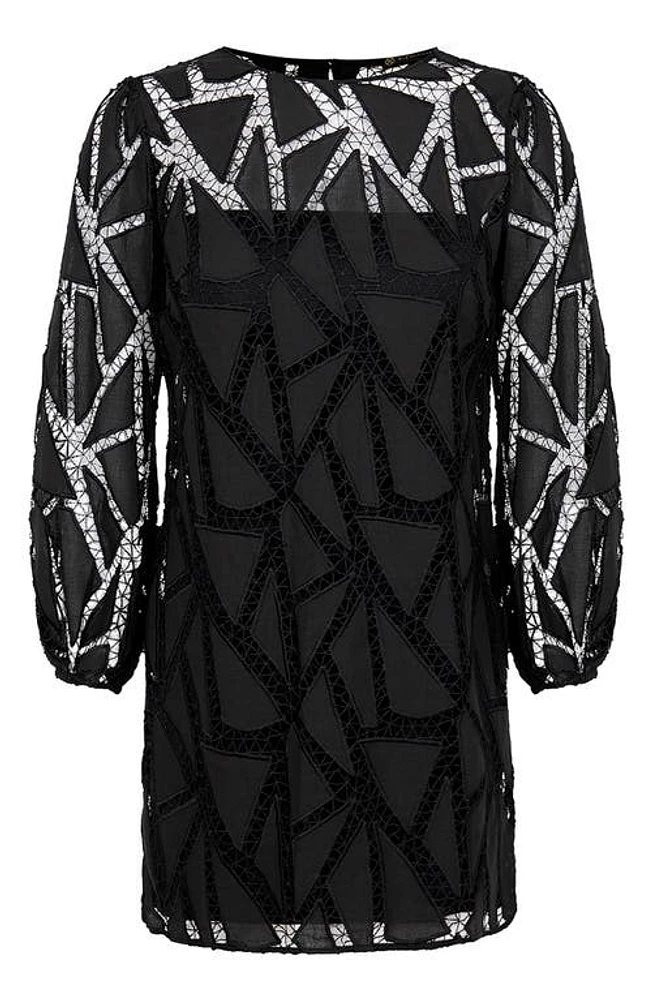 ViX Swimwear Julieta Cutwork Long Sleeve Cotton Blend Cover-Up Dress Black at Nordstrom,