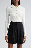 Veronica Beard Aviva Rib Cardigan White at Nordstrom,