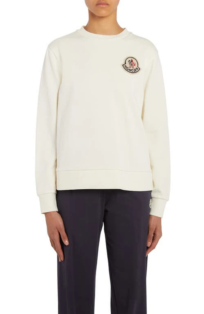 Moncler Logo Patch Sweatshirt in White at Nordstrom, Size X-Large