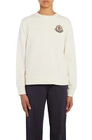 Moncler Logo Patch Sweatshirt in White at Nordstrom, Size X-Large