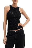 MANGO Sequin Stripe Tank in Black at Nordstrom, Size Small