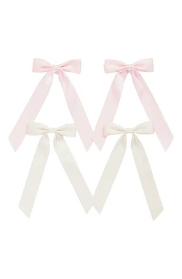 Capelli New York Kids' 4-Pack Satin Bow Hair Clips in Pink Combo at Nordstrom