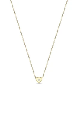 Zoë Chicco Diamond Heart Pendant Necklace in Yellow Gold at Nordstrom, Size 16