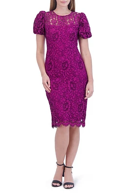 Eliza J Floral Lace Sheath Cocktail Dress Magenta at Nordstrom,