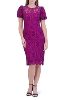 Eliza J Floral Lace Sheath Cocktail Dress Magenta at Nordstrom,