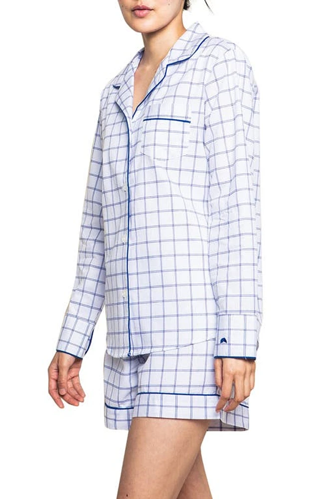 Petite Plume Nantucket Tattersall Short Pajamas White at Nordstrom,