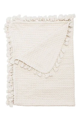 CRANE BABY Birch Tassel Waffle Knit Cotton Baby Blanket in White at Nordstrom