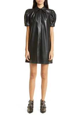 Alice + Olivia Jem Faux Leather Shift Dress Black at Nordstrom,