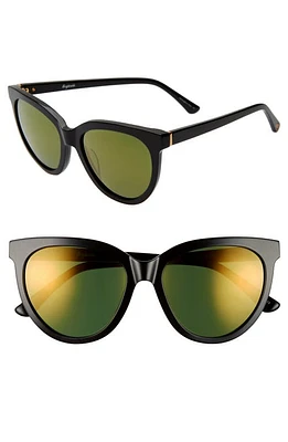 Brightside Beverly 55mm Cat Eye Sunglasses in Black/Gold Mirror at Nordstrom