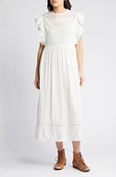 The GREAT. Trellis Lace & Ruffle Midi Dress White at Nordstrom,