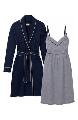 Petite Plume The Essential Maternity Nightgown & Robe Set in Navy at Nordstrom, Size Large