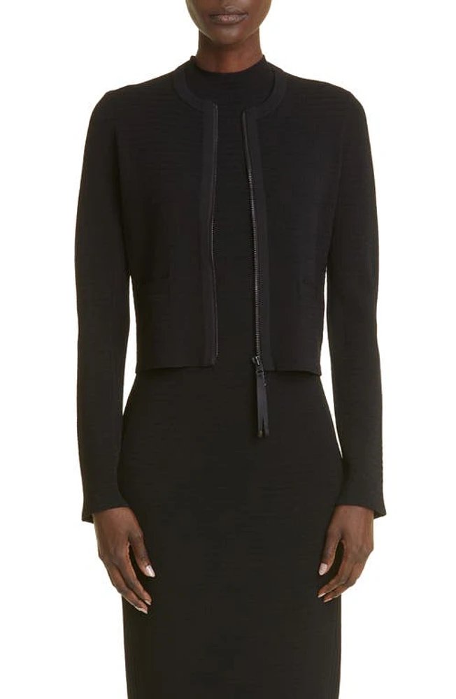 St. John Collection Zip Front Knit Jacket in Black at Nordstrom, Size Medium