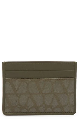 Valentino Garavani VLOGO Toile Iconograph Canvas & Leather Card Holder in Army Green at Nordstrom