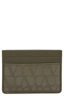 Valentino Garavani VLOGO Toile Iconograph Canvas & Leather Card Holder in Army Green at Nordstrom