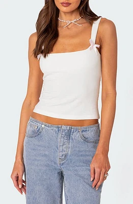 EDIKTED Lola Rib Crop Tank White at Nordstrom,