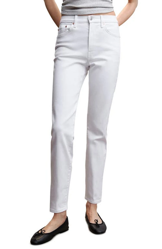 MANGO Slim Fit Crop Jeans in White at Nordstrom, Size 12