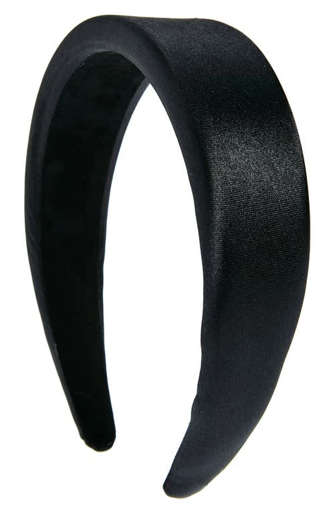 BP. Padded Satin Wide Headband in Black at Nordstrom