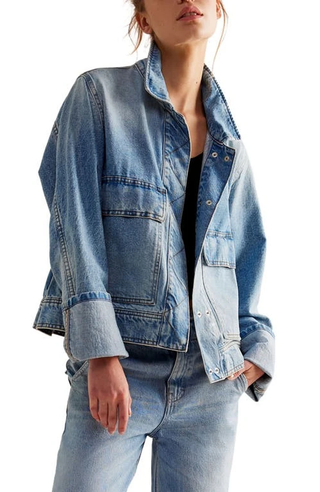 Free People Suzy Oversize Denim Jacket in Sunny Side at Nordstrom, Size Small