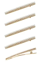 Ettika 5-Pack Imitation Pearl & Crystal Hair Clips in Gold at Nordstrom