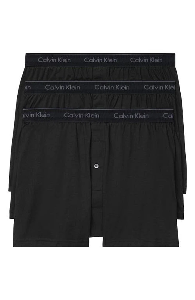 Calvin Klein 3-Pack Knit Cotton Boxers Black at Nordstrom,