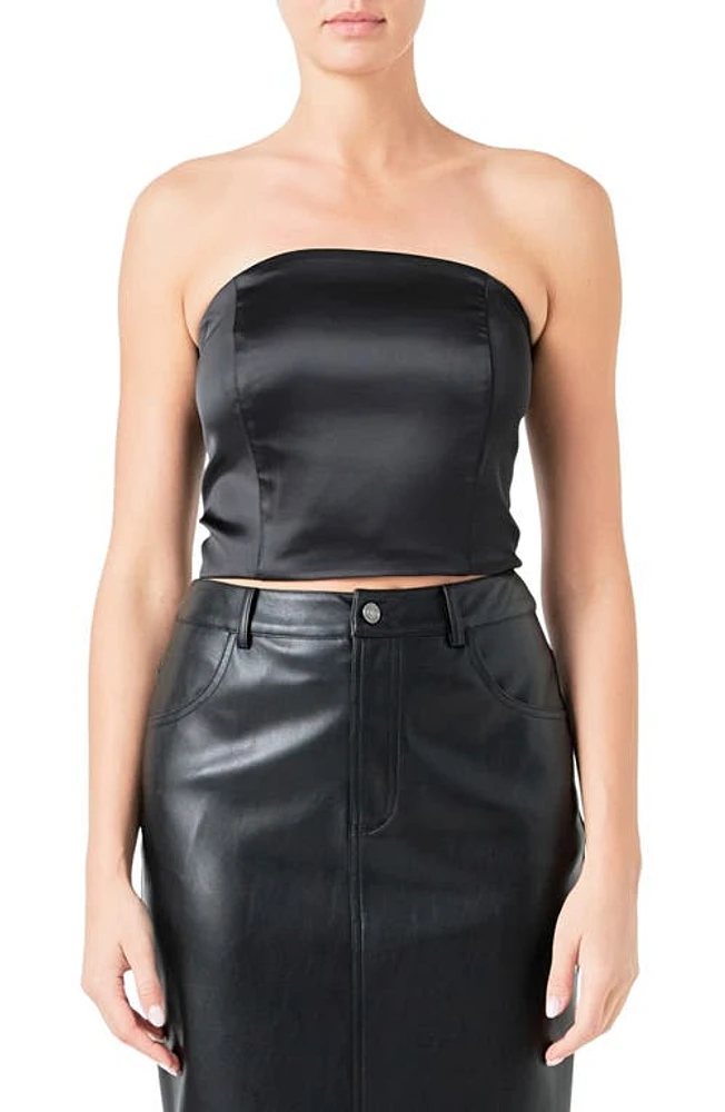 Endless Rose Strapless Satin Crop Top at Nordstrom,