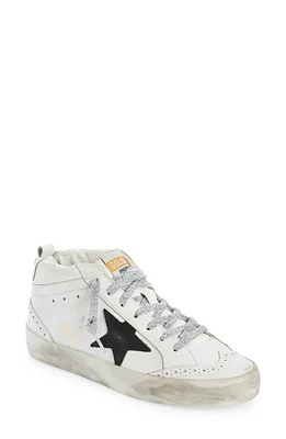 Golden Goose Mid Star Sneaker White/Black/Silver at Nordstrom,