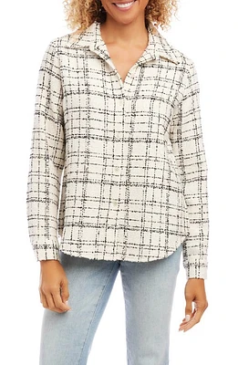 Karen Kane Plaid Cotton Blend Shirt Jacket at Nordstrom,