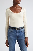 TOTEME Classic Long Sleeve Stretch Organic Cotton Rib Top at Nordstrom,