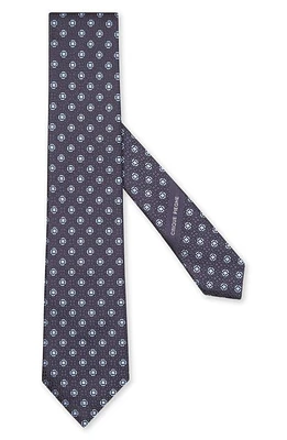 ZEGNA TIES Cinque Pieghe Medallion Silk Tie in Navy at Nordstrom