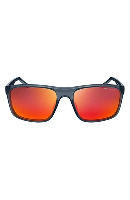 Nike Fire L 58mm Polarized Rectangular Sunglasses in Dark Grey/Polar Red Flash at Nordstrom