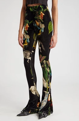 MONSE Print Stretch Velvet Leggings Black at Nordstrom,