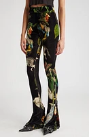 MONSE Print Stretch Velvet Leggings Black at Nordstrom,