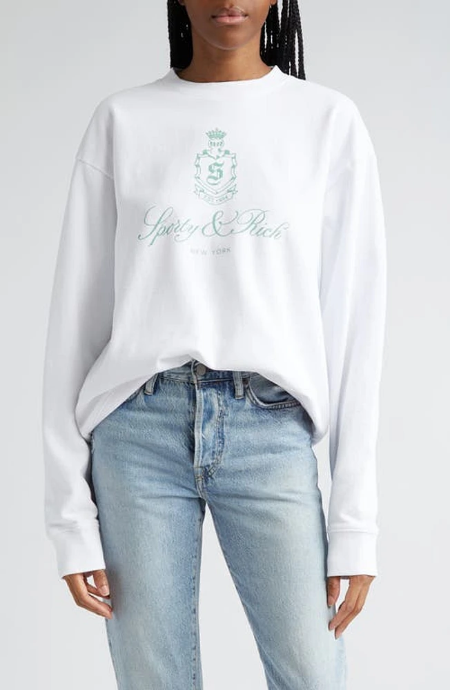 Sporty & Rich Vendome Cotton Graphic Sweatshirt White at Nordstrom,