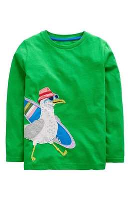 Mini Boden Kids' Seagull Appliqué Cotton T-Shirt Ming Green at Nordstrom, Y