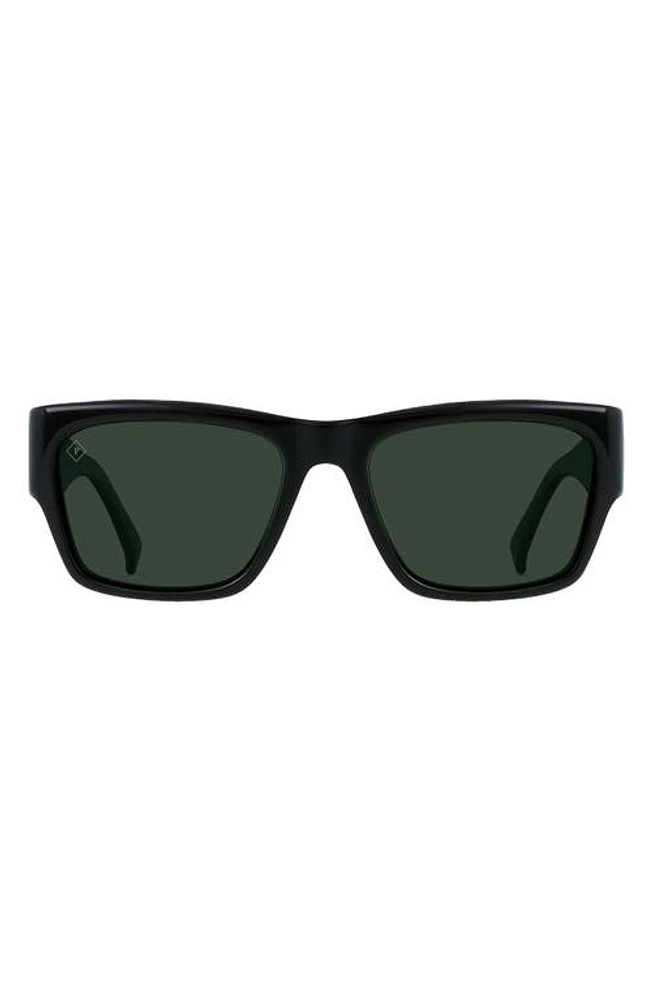 RAEN Rufio 55mm Polarized Rectangular Sunglasses in Recycled Black/Green Polar at Nordstrom