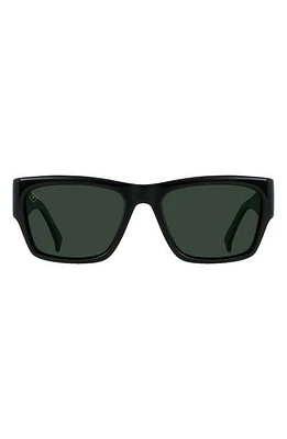 RAEN Rufio 55mm Polarized Rectangular Sunglasses in Recycled Black/Green Polar at Nordstrom