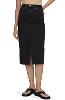 MANGO Denim Midi Skirt Black at Nordstrom,