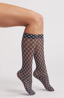 Oroblu Floral Sheer Knee High Socks in Black at Nordstrom