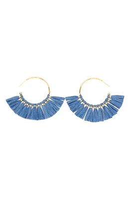 Panacea Raffia Fringe Hoop Earrings in Navy at Nordstrom