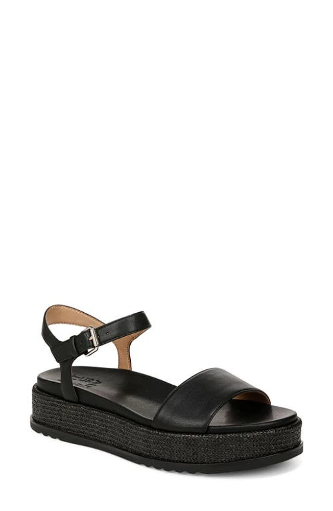 Naturalizer Zane Ankle Strap Platform Sandal Black Smooth Faux Leather at Nordstrom,