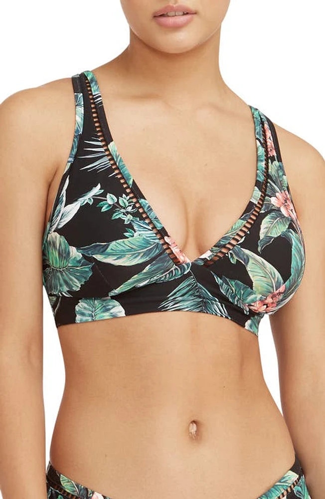 Sea Level Longline Triangle Bikini Top in Black at Nordstrom, Size 4 Us