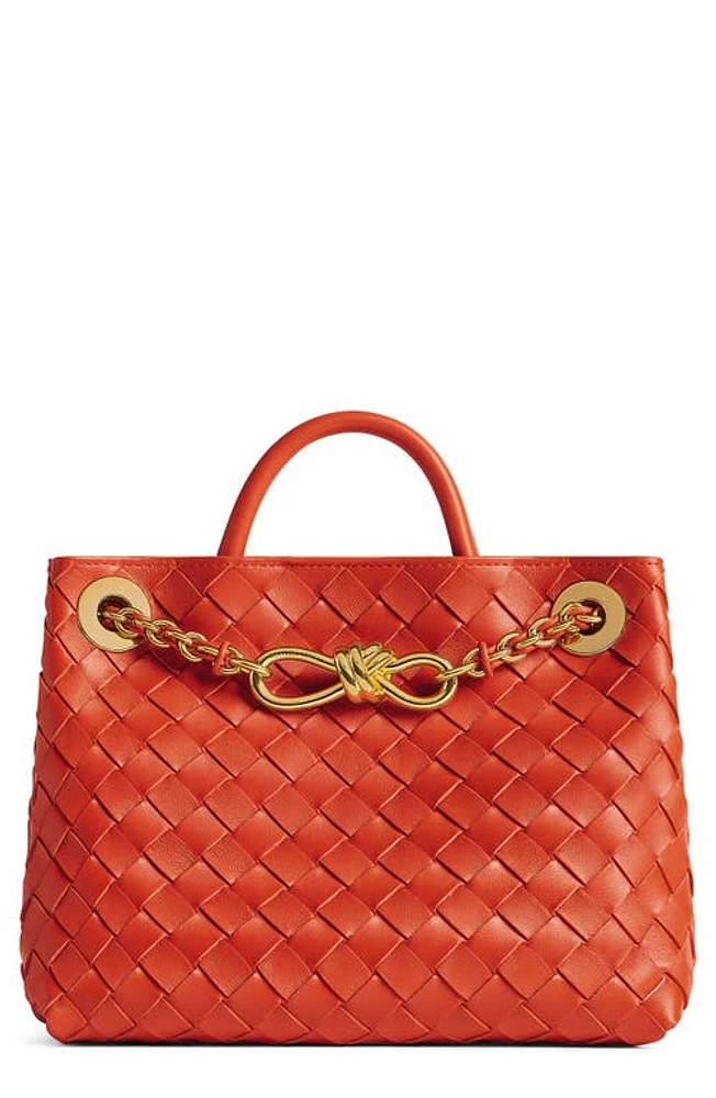 Bottega Veneta Small Andiamo Chain Leather Shoulder Bag in Orange-Brass at Nordstrom