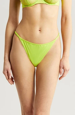 Love Stories Lily Frilled Satin Thong Lime at Nordstrom,