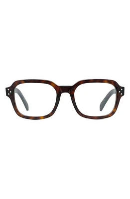 CELINE 53mm Rectangular Reading Glasses in Dark Havana at Nordstrom